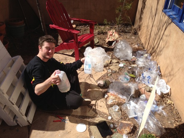 James Stodgel with Eco-bricks
